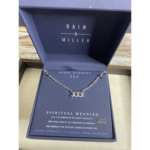 NWB BAIN MILLER Stainless Steel 333 ANGEL NUMBER SPIRITUAL MEANING NECKLACE - Picture 1 of 5